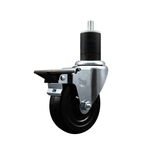 4'' Hard Rubber Swivel 1-3/4'' Expanding Stem Caster with Brake